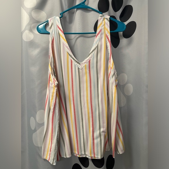 Torrid Challis Stitch Detail Tank, Multi Stripe, Size 2 (2X 18-20) - Picture 2 of 4